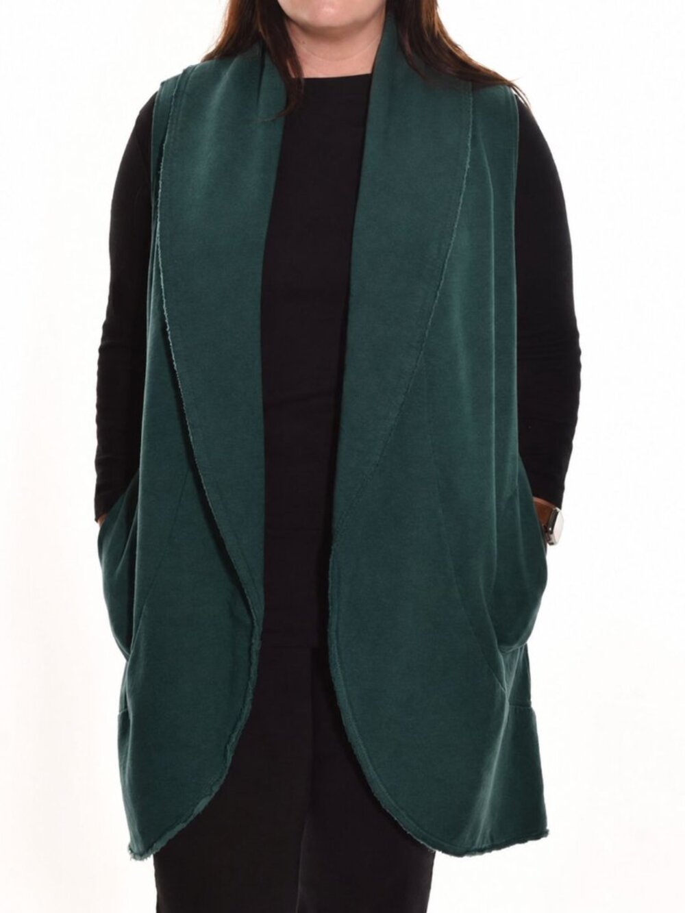 Bryn Walker The Wrap Vest in Green Bamboo Cotton Medium